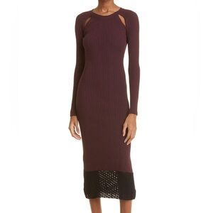 STAUD Mulholland Cutout Detail Long Sleeve Dress